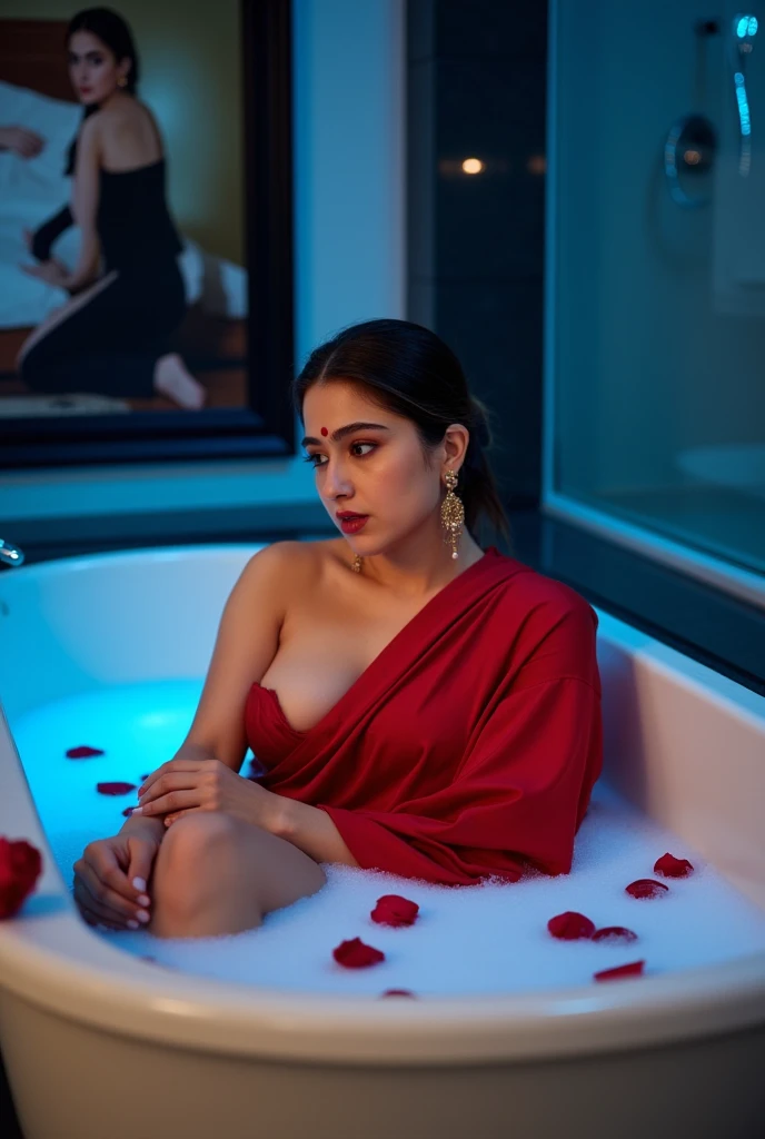a beautiful 25 year old women intimate with each other, (Transparent shirt: 1.6), (Undressed shirt), Thin clothes, Sleeveless, Big breasts, a women lying on the bed posing for photos, Real full body figure, Beautiful and detailed body and face , beautiful figure, ponytail, Clear, Smile, Beautiful and detailed body and face, Extra long angle of view, Fair skin, Bright colors, Asian, Almost nothing under clothes, Blurry, Chinese lingerie,(NSFW :1.4),(Full Body:1.5),(cute face:1.3),(big breasts:1.5),(high heels: 1.3),(big hips1.3),(medium thighs:1.3),(Random Dress :1.6),(breasts slightly exposed:1.5),(cleavage:1.5),(lipgloss:1.3),(legs wearing lace stockings with pink rose pattern:1.4),(Playful eyes:1.3),(Scarlet lips:1.3),(Fine skin texture:1.3),(Precise and perfect human anatomy:1.3),(Exquisite and perfect facial features:1.3), (Long eyelashes:1.3),(Scarlet lips:1.3),(The lips are shiny and textured:1.3),(Fine skin texture:1.3),(Beautiful detailed eyes:1.3),(Natural Color Lip:1.3),(look straight into the camera:1.3),(long earrings:1.4),(long earrings:1.4),(very long earrings:1.4),(wearing three stacked diamond necklaces with large pendants:1.5),(openlegs:1.3)