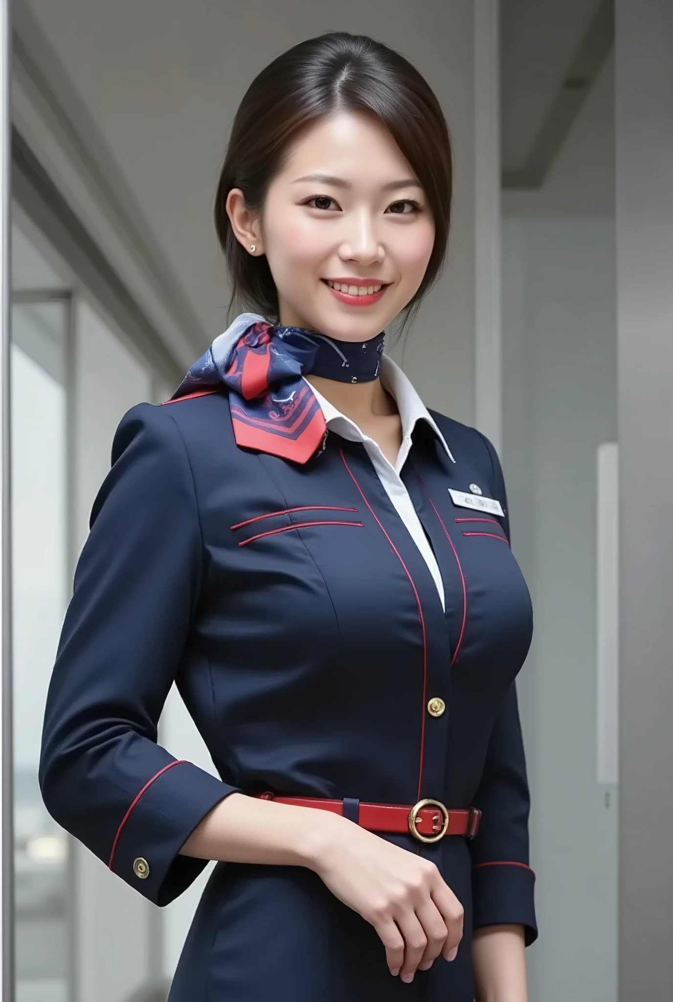 (( Masterpiece: 1.2), ( top quality), (very well detailed ), ( ultra high resolution), ( photorealistic: 2.0), ( RAW Photo: 2.0), 8k, wallpaper, ( one woman), ( Mature Women: 2.0), ultra high resolutionカメラで撮影, ( Japanese woman), (Big Breastsで健康的な体型), ( smile face), (Sexy standing pose, Highlight Clevidge ), ( cabin attendant: 1.4), (sight, sharp pupils, Detailed Eye Drawing), very beautiful face, Perfect Face with Attention to Details , big, even eyes , flashy makeup, ( detailed skin texture : 2.0), A lovely and delicate face, (Big Breasts), (Very sexy thighs), (cowboy shot), ( ), ( airplane background ), ( sensual: 1.2), ( functional), ( Beautiful female hands ), (Thin hands), (look at me),