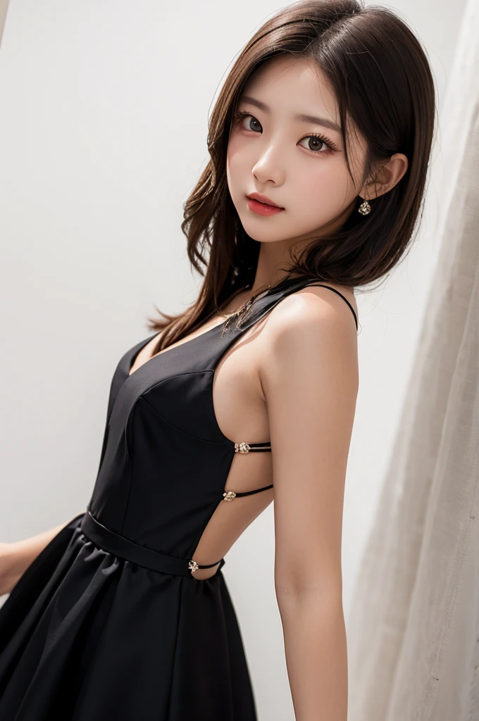 ayaka,genshin impact,kamisato ayaka, ((full body)), ((Random viewing Angle shooting)), sitting position, Film portrait photography, girl, 1 girl, leg mold, bare shoulders, The skirt is very short, Shoulder length wavy hair, plump breasts, cleavage, Slender sexy legs, long legs, serene, calm, (逼真Detailed眼睛, natural skin texture, Realistic facial details), Soft dramatic lighting, depth of field, Bokeh, Vibrant details, Detailed, surreal, 35mm film, right hand, correct leg, anatomically correct, masterpiece, best quality