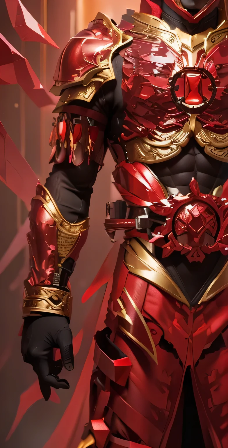 Primary use of crystal red , use gradient red as the main color , and gold as an auxiliary color (Armor textures , Red is the dominant color, Gold is a secondary color ), Only crystal red and gold