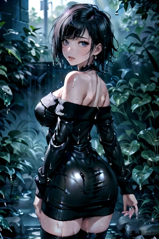 river,Dog-eared maiden,Short Hair,Black Hair,Thick eyebrows,Drowning