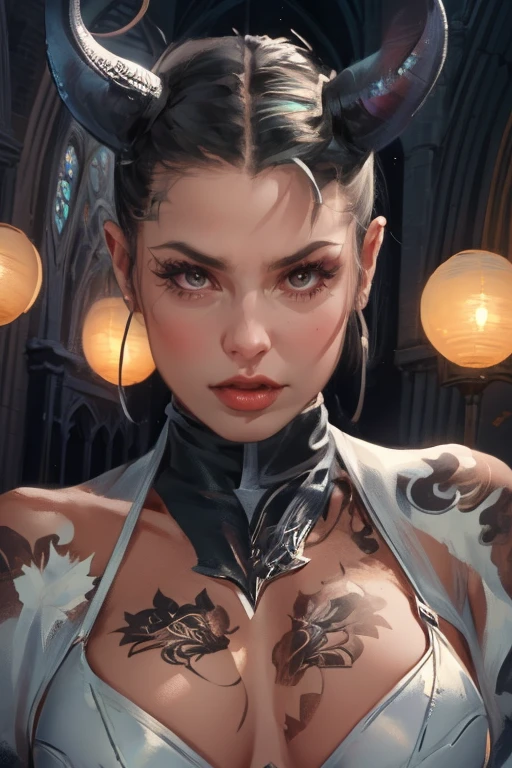 a mature female,fishnet tights ,Large breasts,Seductive expressions,Carmelto under gray transparent fabric panties,fishnet gloves,The whole body is completely covered with fishing net tights,Areola under a gray transparent fabric bra,Black hair,Oily skin,Suffering is not in hand,Hair tied up,geisha hairstyle,Ninjutsu,Temple,Barefoot,Dagger in hand