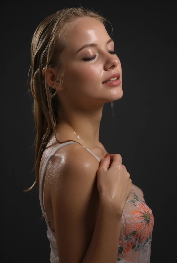 8K, Top Quality, Intricate Details, Ultra Detail, Ultra High Resolution, Masterpiece, close up shot, ((shot from behind, view from behind, show back,taken from behind, ((shot from behind,)) (Looking back), ))(full body: 1.1), Slender, Smile, (Makeup: 0.4), ,(( cammy white, blonde hair, bangs, short hair, blue eyes, antena hair, abs, scar on cheeks, ((short hair )))), (Fluffy Eyes: 1.21), (()), 1girl, solo, 1 girl, (()), close up shot, , ((tall)), (((fit body))), (((slim face))), sharp face, (( in the rain, shimmering skin, she's soaking wet, (her hair is (dripping wet:1.2), long wet hair, Her wet drenched hair, wet hair, water on the body)) ,(detailed face), sharp face, small lips, , ,((ass up , butt cheek,)) ,
((, )), , ((naked, nude )), detailed face, detailed breast, large breast, huge breast, detailed ass , detail nipples ,, Narrow Waist, Skinny, tall , 190 cm tall, Muscular, Navel, Exposed Abdomen, Pointed Chest,, Beautiful girl with accentuated slender abs: 1.4, Six Pack Abs: 1.4, , Perfect Body, detail legs, (( dark background)), black background,