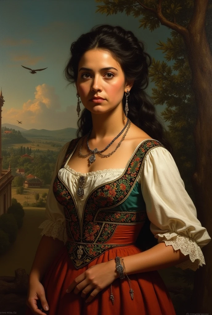 a portrait of a strong bilsh21, feminine,with puffed sleeves by andrey shishkin, vasily surikov, justin gerard, james gurney, highly detailed, artstation
