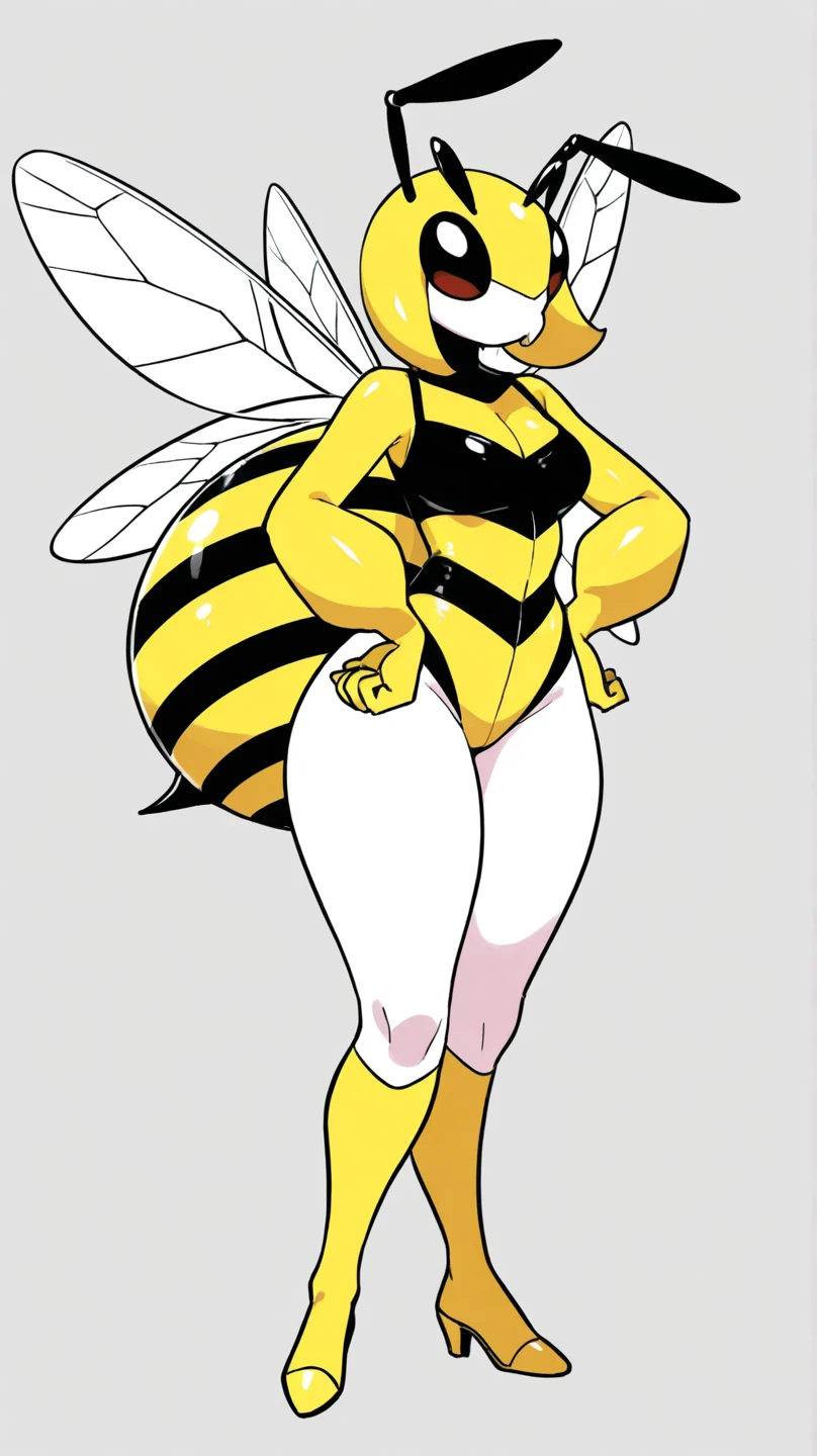 Best quality, Super detailed illustration, (anthro insect bee:1.4), (bee's head:1,4)disheveled thick hair, small waist, wide hips, slim, perfect body,