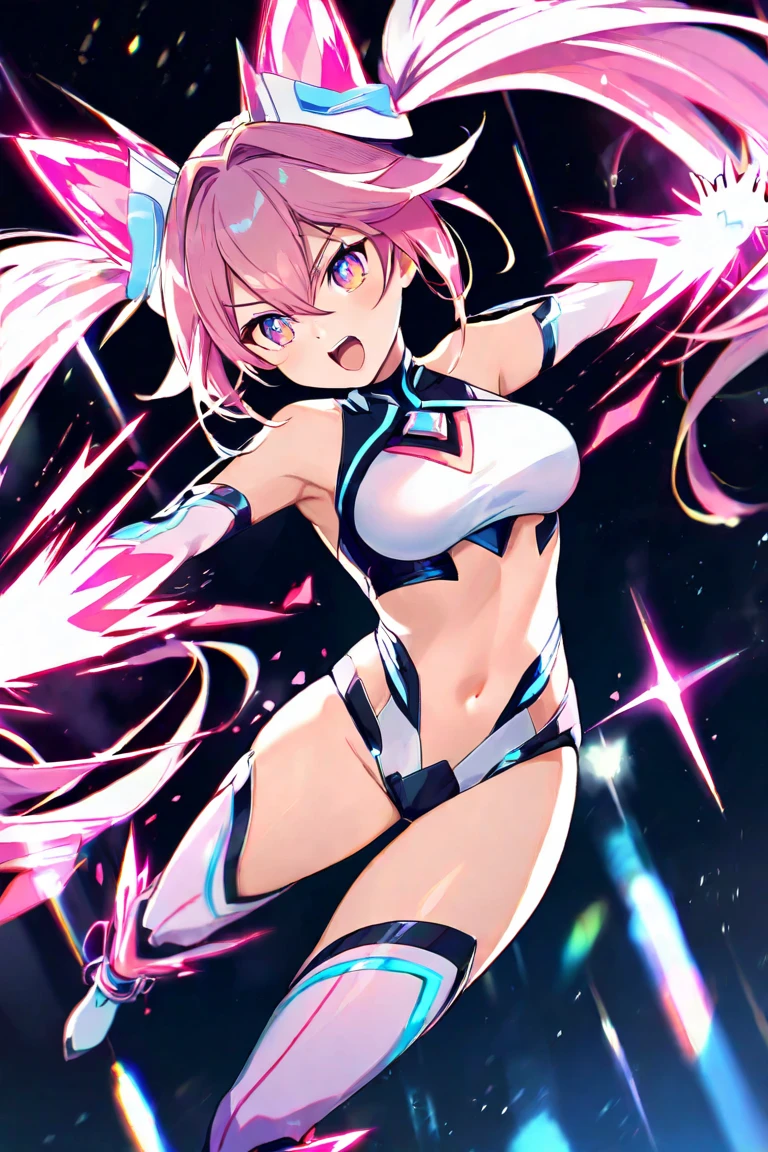 laughing out loud、Baby-faced girl、Full body girl, alone, , masterpiece,Highest quality, (Dynamic Angle:1.4), Glowing Skin, (Floating colorful sparkles:1) The most beautiful form of chaos, elegant, Brutalist design, Vibrant colors, Romanticism Depth of Field Exotic_dance, Body Paint、ポールdance
