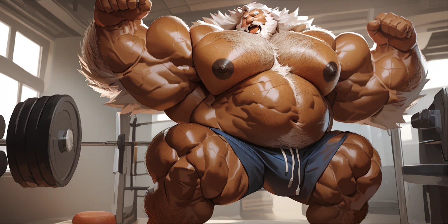 4k, high resolution, best quality, perfect lightning, perfect shadows, solo, anthro, young, boy,tall white wolf:2.0, furry body, (fluffy mane:1.2), fluffy tail, male, adult, (bulky2:0, thick muscles2:0, huge muscles:2.0, hyper muscles:2.0), (thick biceps, veiny biceps, big broad veiny pecs:2.0, broad shoulders:2.0), (thick legs, thick calves:1.1), (digitigrade legs, 4 toes:1.2), (huge bulge:2.0, hyper bulge:2.0), perfect colors, (photorealistic fur, detailed fur, epic, masterpiece), (suggestive posing:1.2), (seductive smile, lustful grin 1.3), detailed modern bar, (tie, black shorts), detailed wolf eyes:2.0, by k0suna, by darkgem,nipple ring,big pecs:2.0,hyper arms:2.0,veins,massive bulge:2.0,veiny bulge,black socks:2.0