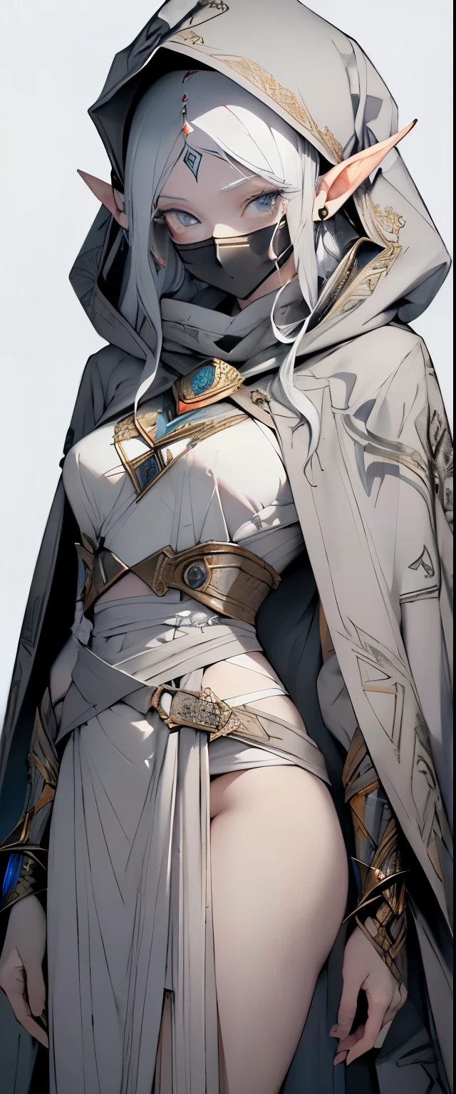 Linda mulher imperadora, The skin is crystal clear, beautiful appearance, There is deep wisdom in your eyes, It&#39;s like I&#39;ve seen everything in the world, Vestindo um lindo manto branco, segurando uma espada longa, The cloak dances in the wind，Cabelo prateado tremula ao vento, o manto branco delineia perfeitamente a figura graciosa, Maneira gentil e pastoral, como uma fada perfeita