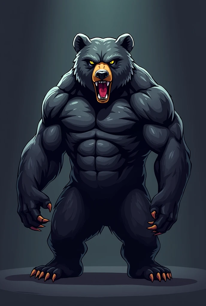 (main subject,glue dripping,white bear,shirtless,muscular),(medium:oil painting),(additional details:fierce expression,sharp claws,ripped jeans),(best quality:4k,highres),(realistic),(dark and moody color palette),(dramatic lighting)