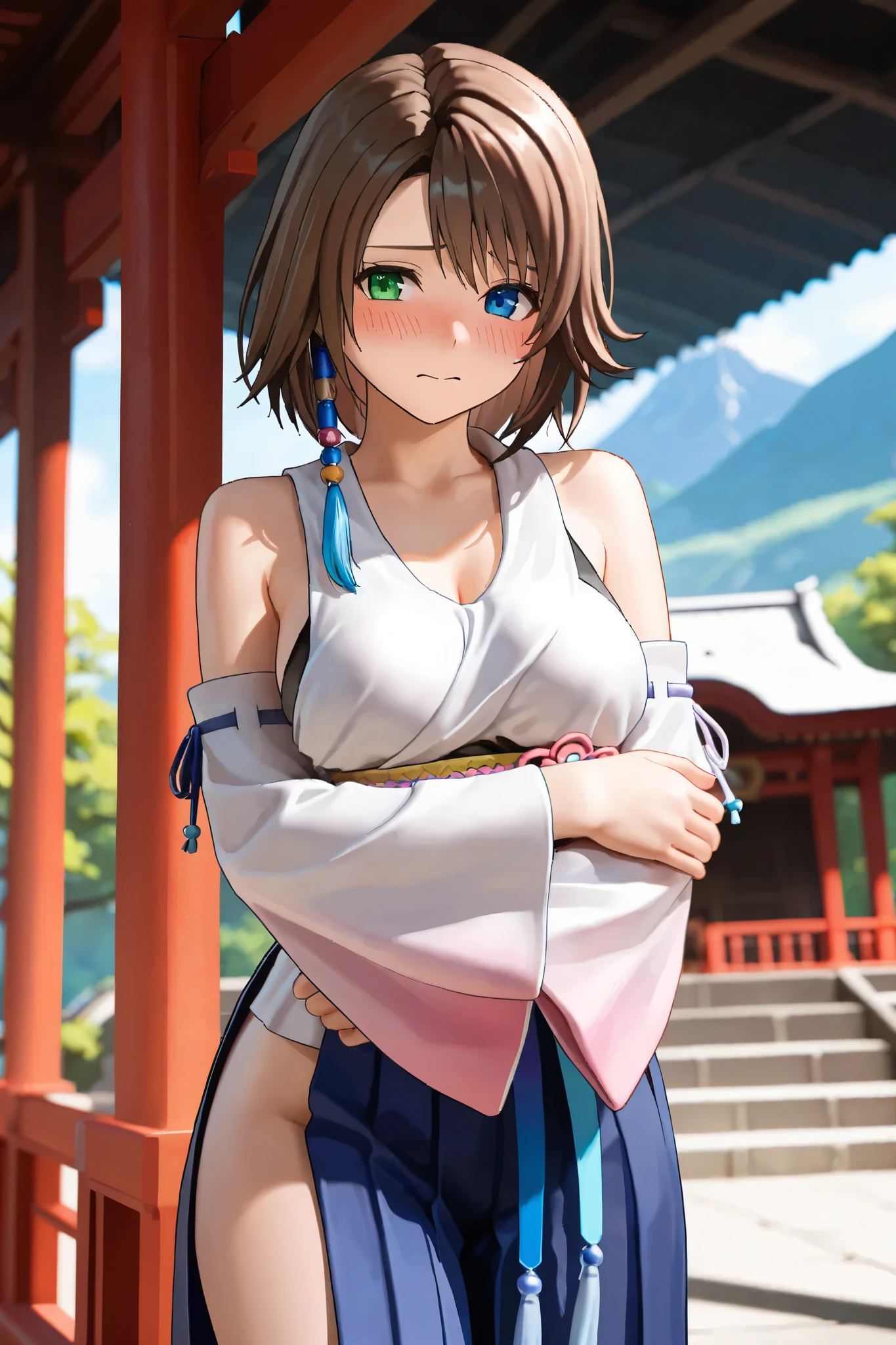 {{{masterpiece}}}, {{{best quality}}}, {{ultra-detailed}}, {illustration}, {{an extremely delicate and beautiful}},(Edo townscape),1girl, cute girl, solo, japanese clothes, short hair, weapon, sword, brown eyes, looking at viewer, kimono,(Clothes come off:1.5), brown hair, lips, hand on hip, sheath, smile,( katana:1.2), black hair, full body, closed mouth, sheathed, hand up,(upskart:1.5),(white panties:1.2)