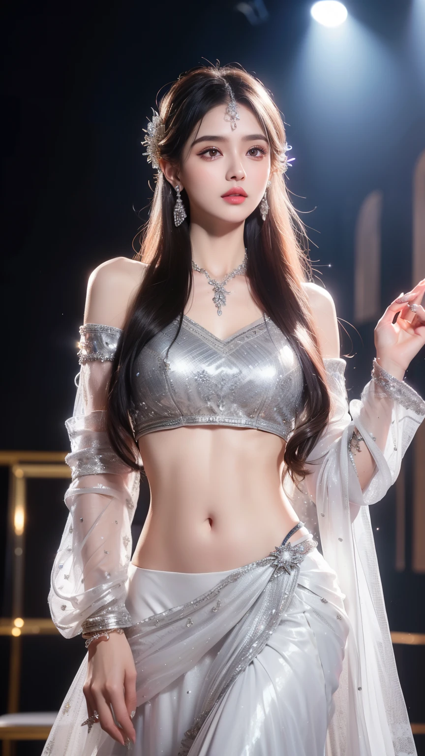 Masterpiece best night full moon 1 female sister rain sister smile expression silver white long hair woman light pink lips calm intellectual three rings gray eyes assassin short knife, Flowers, Card Details, Finger details,Dance for subject 3,panoramic,whole body,