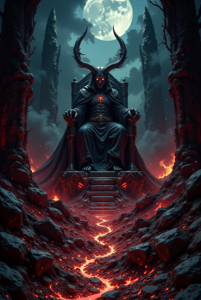 In the shadowy depths of a vast underground cavern, dimly lit by the ominous red glow of embedded crystals, Lorash, the formidable leader of the Sanguine, sits regally upon a stark, imposing stone throne. The throne is carved directly from the cavern’s cold, jagged rock, its surface etched with ancient runes that pulse faintly with a blood-red light.
Lorash is a towering figure, his body covered in thick, coarse dark hair and adorned with powerful, curved horns that extend backward in a menacing curve. His eyes glow with a fierce, unsettling crimson light, reflecting his authority and the dark magic he wields. He is draped in dark, tattered robes that cascade around him, blending seamlessly with the shadows of the cavern. sit in the throne
The surrounding cavern is filled with an eerie, flickering light from the red crystals, casting long, distorted shadows on the walls. Lorash’s followers, the Sanguine, are gathered in a semi-circle around the throne, their forms cloaked in shadow as they kneel in reverent silence. The atmosphere is thick with a sense of dark power and foreboding, as Lorash presides over his domain with an air of ruthless command and anticipation." sit in the throne