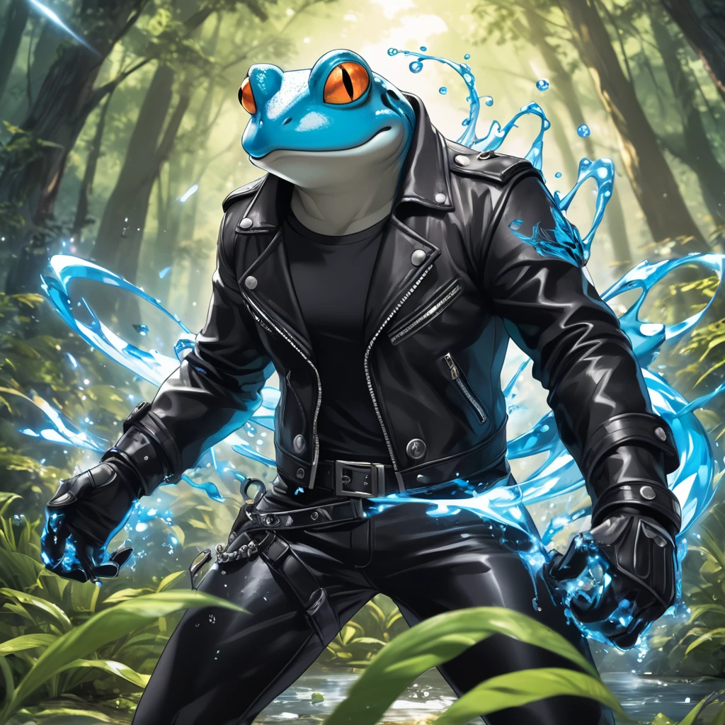 Closeup, An extremely badass anthropomorphic light blue and white ...