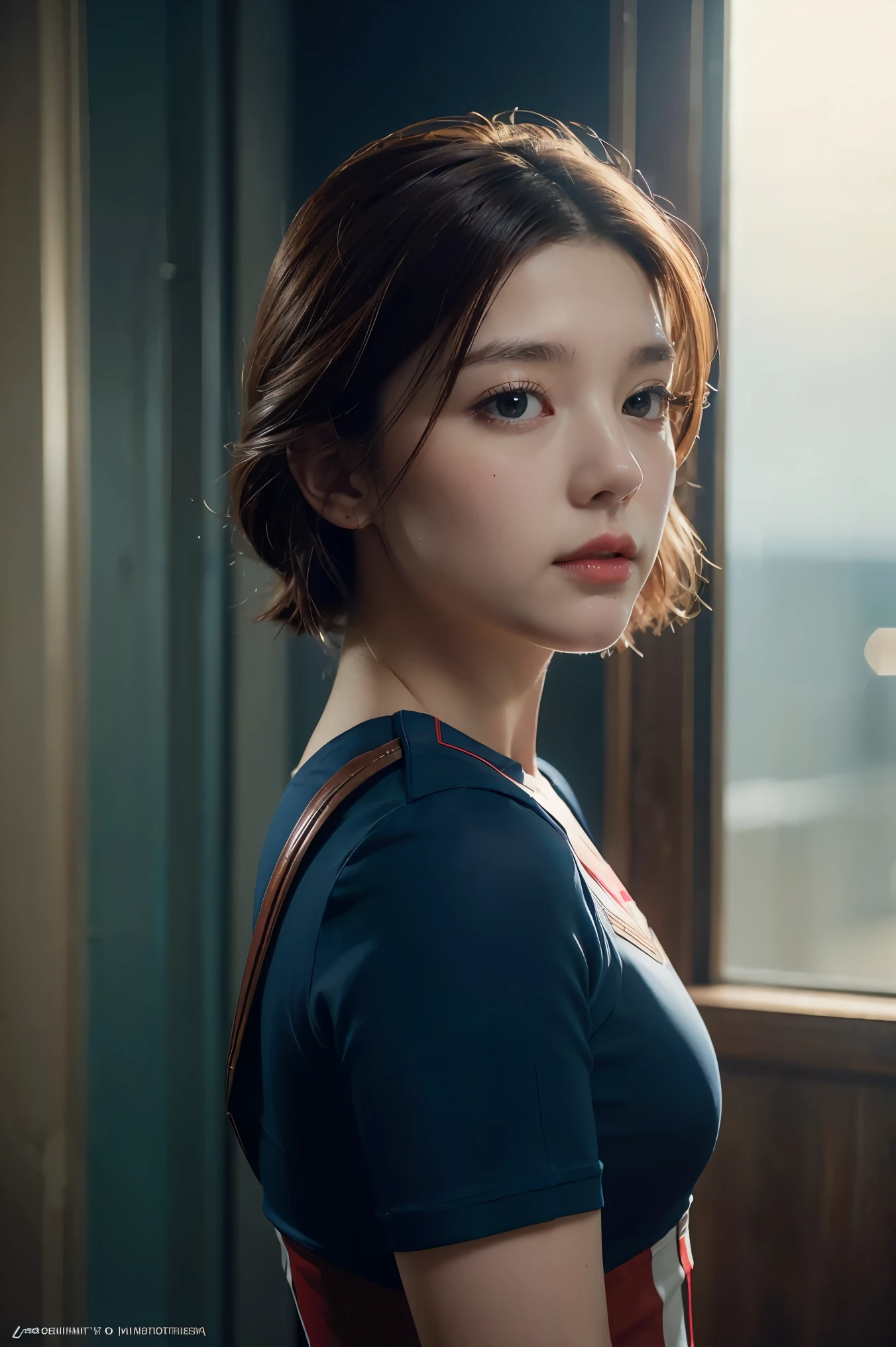 (raw photo:1.2), (photorealistic:1.4), 1girl as a Character Steve Rogers wearing Captain America's outfit, without the mask, very detailed eyes and face, beautiful detailed eyes, full body, 4k resolution, high quality model, high detail, high definition, light on the face, cinematic lighting