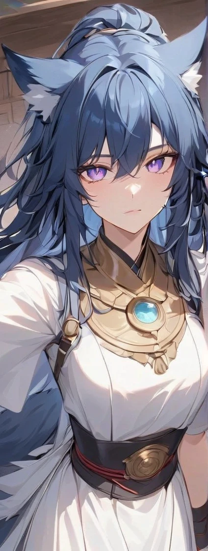 Masterpiece, best quality, 1 male, adult, long royal blue hair, straight hair, bangs, fair skin, indifferent expression, intricate details, white top, black skirt, delicate princess dress, dark night, starry sky, stars, blue, black background