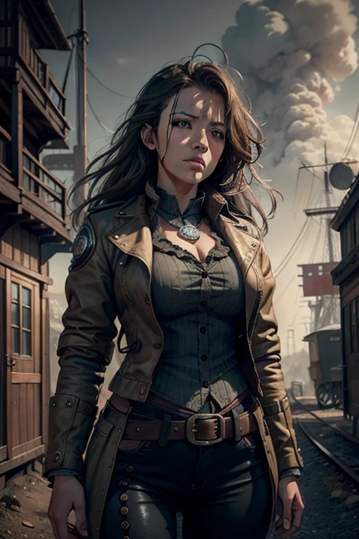 In the heart of a bustling 19th-century industrial port city, envision a striking young adventurer. She embodies the spirit of the era, with [youthful allure], [delicate curves], a [narrow waist], and [smooth, unblemished skin], a captivating figure amidst the gritty, smoke-choked streets.
Her attire pays homage to her adventurous lifeâa rugged ensemble fit for a daring explorer. She wears a weathered leather jacket adorned with patches, its fabric hinting at countless adventures in distant lands. Beneath it, a partially unbuttoned shirt reveals a glimpse of [subtle curves] and [sun-kissed skin]. Tousled hair frames her face, and her stance exudes a hint of [sultry confidence].
Her [delicately arched jawline] adds to her allure, tracing the contours of [full cheeks] adorned with [subtle blush], a hint of secrets and passions. [Exquisite features], a [long, inviting chin], and [graceful cheekbones] harmonize with her [nose, slightly upturned at the tip], adding to her allure and warm shy (smile). Her [parted lips], as alluring as pomegranate, with [pearly white teeth], carry an air of [subtle mystery], their natural beauty complemented by [tinted lip balm].
Her eyes hold a [hypnotic gaze], the [rich brown] of her irises set against [white sclera]. [Elegantly curved eyebrows], [long, inviting eyelashes], and [smoky eyeliner] hint at a life steeped in shadows.
The industrial port city sprawls before her, with red brick warehouses and factories lining the bustling docks. Ivy clings to the aged structures, nature's persistent intrusion into the urban chaos.
Enormous steamships dominate the dockside, their chimneys spewing thick plumes of smoke, adding to the grimy atmosphere. The city's gritty taverns, where adventurers gather to share tales of their exploits in far-off lands
In the midst of this industrial spectacle, the adventurer navigates with irresistible confidence, her presence a captivating paradox in the midst of a rapidly evolving world.
This is a glimpse into a sprawling port city during the 19th-century industrial revolution, where red brick warehouses, bustling docks, and the enduring allure of a young adventurer capture the essence of a bygone era, where daring exploration, survival, and allure thrived in a gritty and dynamic world.<lora:add_detail:0.5>  <lora:bichu-v0612:0.5>   <lora:sxz-slavic-fantasy:0.5>  <lora:hairdetailer:0.5>