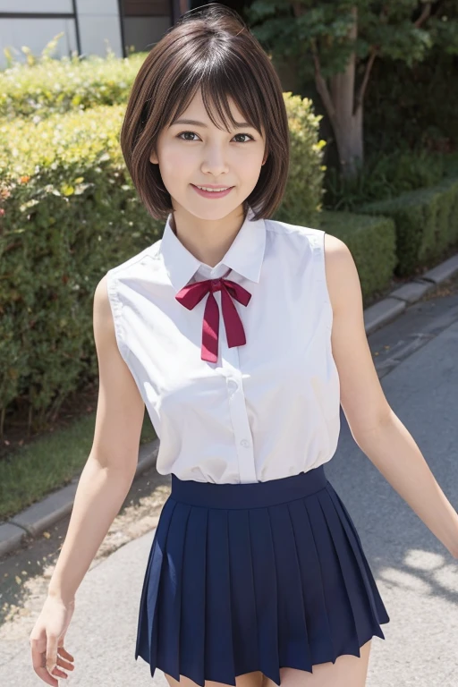 (8K、Raw photography、top-quality、​masterpiece:1.2)、(realisitic、Photorealsitic:1.37)、ultra-detailliert、
1 beauty、18year old、独奏、Beautiful detailed sky、Detailed Cafe、natta、date、(blush of the nose)、(A smile:1.1)、(Mouth closed)、small tits、seducting smile、large aparture、profetional lighting、Sony A7R4、Zessie 50mm f1.8、
medium breasts⁩、Beautiful Detail Eye、(shirt with collar:1.1)、a bow tie、pleatedskirt、(short-hair:1.2)、Floating hair、Schools