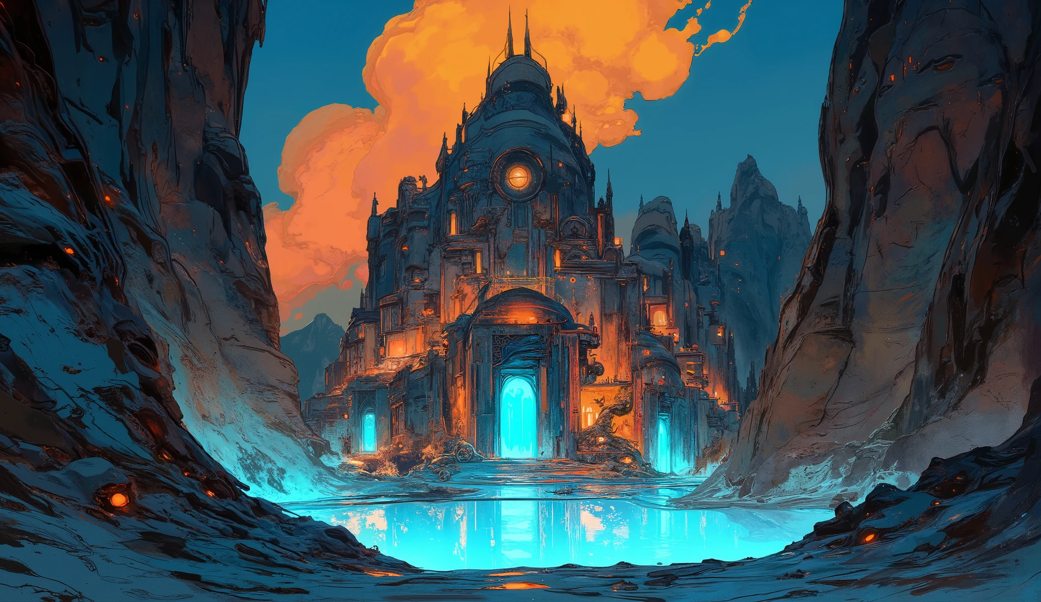 A huge underground empire,The Dark Kingdom ,  Massive Structures , ((Underworld,  Spectacular Sand Palace ,  The Other Side of the World ,  Reversed Laws of the World)), 8k,  High Precision,  cinematic lights,  Dramatic Lighting ,  Beautiful Detailed Sand Dust ,  Complex Surface Patterns ,  Volume Sand , soil, rock, stone,  Cinematic Composition ,  Spectacular Scale ,  digital art,  minimalist,  vibrant colors,  Cool Color Palettes, Dark Tone,  Dark Shining World , Reflective, soil壁,  Overwhelming Scale ,  Architectural Details ,  Fantasy,  surreal, Magical,  super detailed,  Masterpiece.