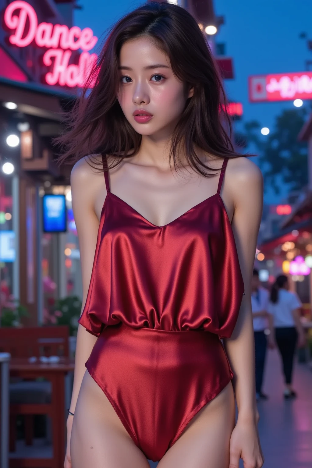 (realistic:1.3), finely detailed, quality, rembrandt lighting, (masterpiece:1.2), (photorealistic:1.2), (best quality), (detailed skin:1.3), (intricate details), dramatic, ray tracing, 1girl, japanese girl, 21 years old, detailed skin texture, (blush:0.5), (goosebumps:0.5), subsurface scattering, smiling, medium breasts, long hair curls, bangs, hair between eyes, (red diaphanous dress:1.1), puffy sleeves, long sleeves, cowboy shot, (outdoors, bright sunny day, garden, flower bushes), <lora:diaphanous_dress-1.0-full:0.8>