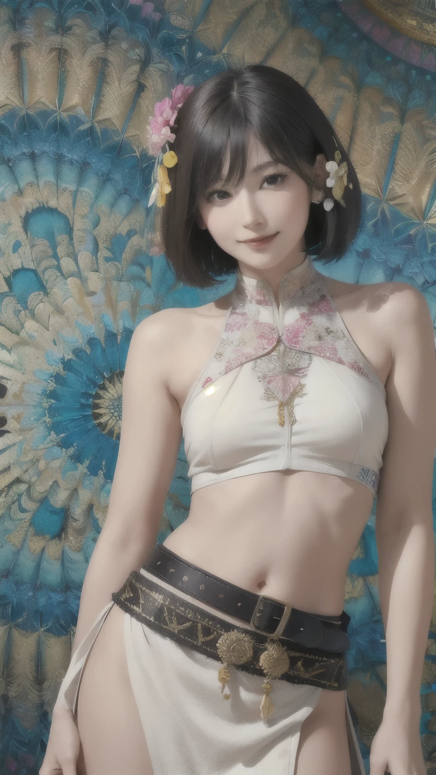 (Masterpiece, Best Quality, Top Quality, Official Art, Beautiful and Aesthetic: 1.2), (One Girl), (Accurate Anatomy), Beautiful Face, Detailed and Perfect Face, Big Eyes, Very Detailed, (Fractal Art :1.3), Colorful, the best details, refreshing sex appeal, neat, cute, lively spring image painting (no fingers drawn),