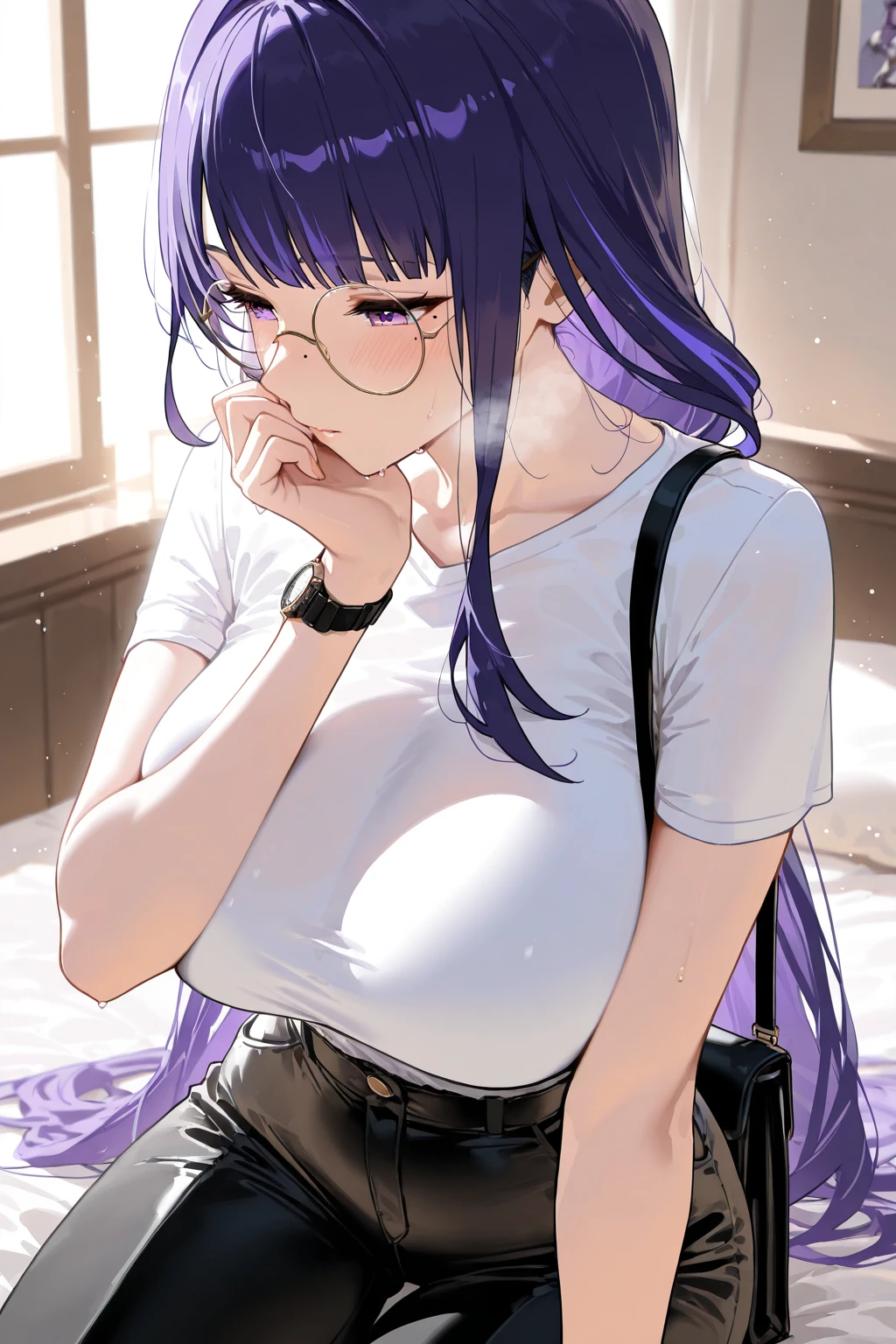 1girl, obese:1.3, fat:1.4, fat rolls, fat face, rainbow hair, green eyes, ugly, messy hair, crying, tears, angry, screaming, hands on own head, streaming tears:1.3, wrinkled skin, <lora:Concept - ScreamingAngryShouting:0.85>, medium breasts, mascara running, jeans, sitting, computer desk, <lora:Concept - Fat:1>