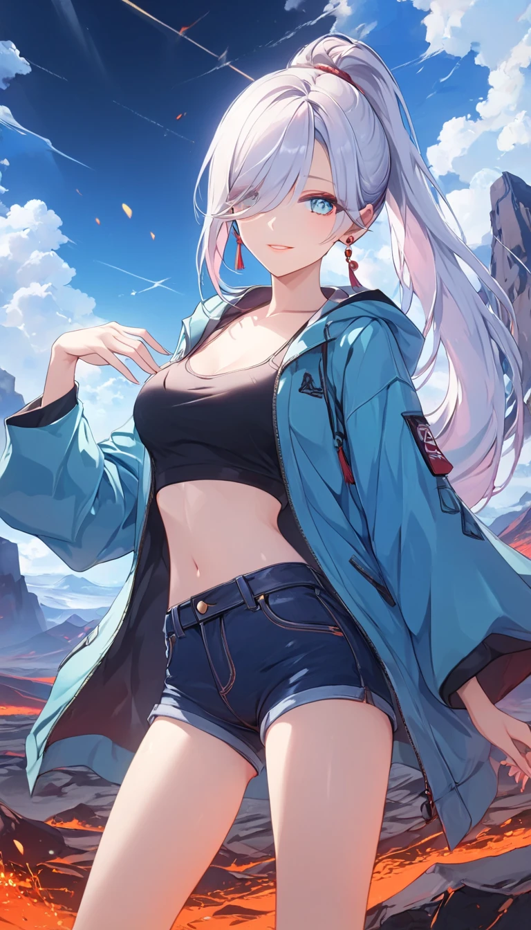 Pokemon、Snow Mountain、Pokemon Scarlet Violet、Grusha、alone、1 person、Big Tits Mature、Big Tits Mature、Napeyama Gym Leader。Absolute Zero Trick、Ice Pokémon Trainer、Her hairstyle is long, Light blue, Half Up, There is a yellow gradient.Stand up.Wearing a distinctive yellow sweater with shoulders、Wearing a scarf with a Pokéball held up to his mouth、He is wearing blue cold weather boots.((Pink eyes、Open jacket pa、fee nipple、Sweat))