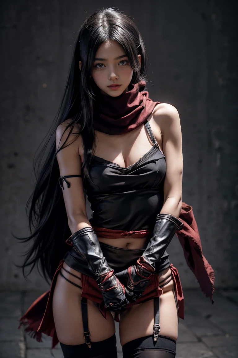 1girl,kurenai in anime naruto, long hair, black hair, red eyes, beautiful, white clothes with red edges, Konoha headband, realistic clothes, detail clothes, outdoor background, ultra detail, realistic