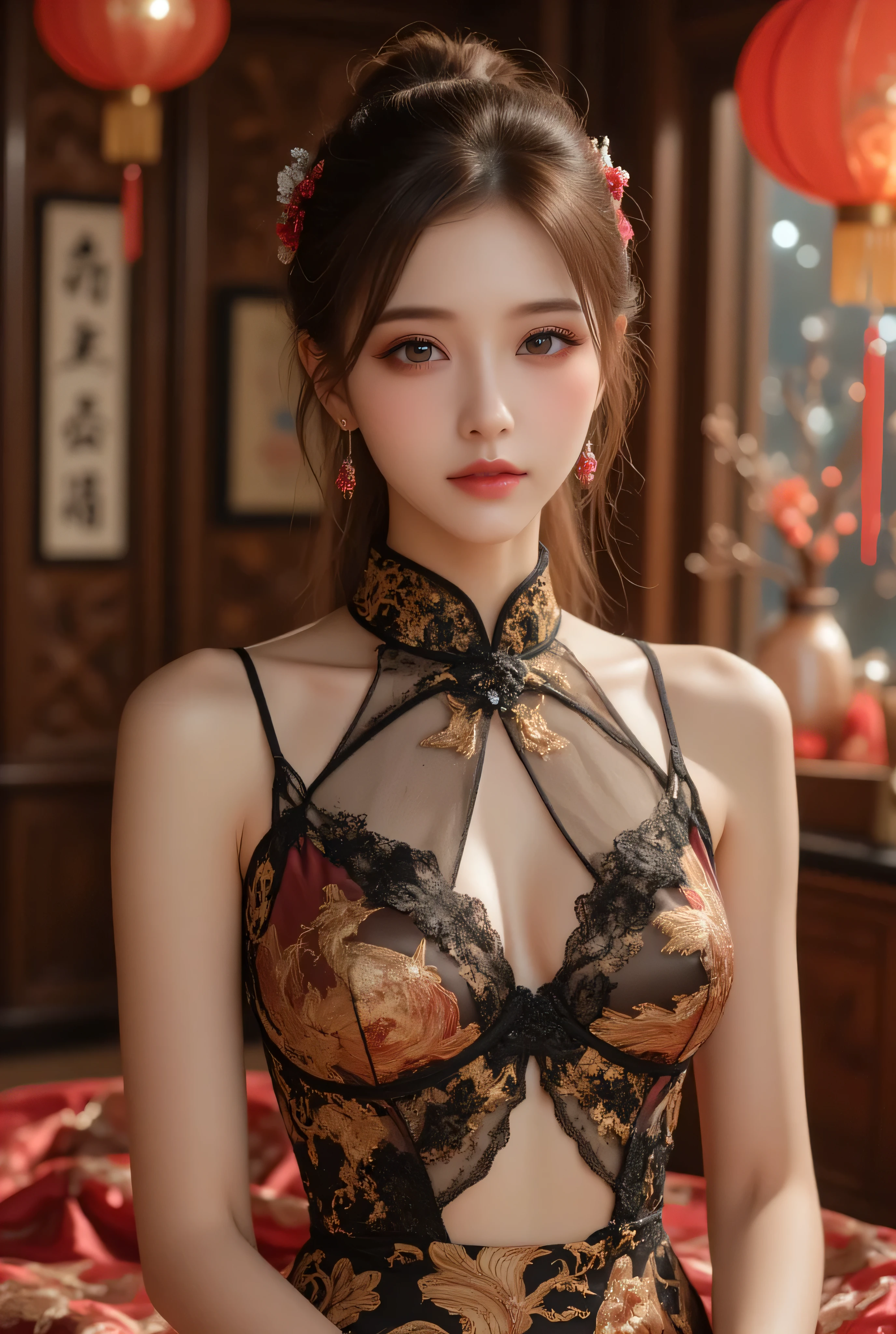 A girl, big breasts 1.2, black silk, naked, thin waist, beautiful and beautiful