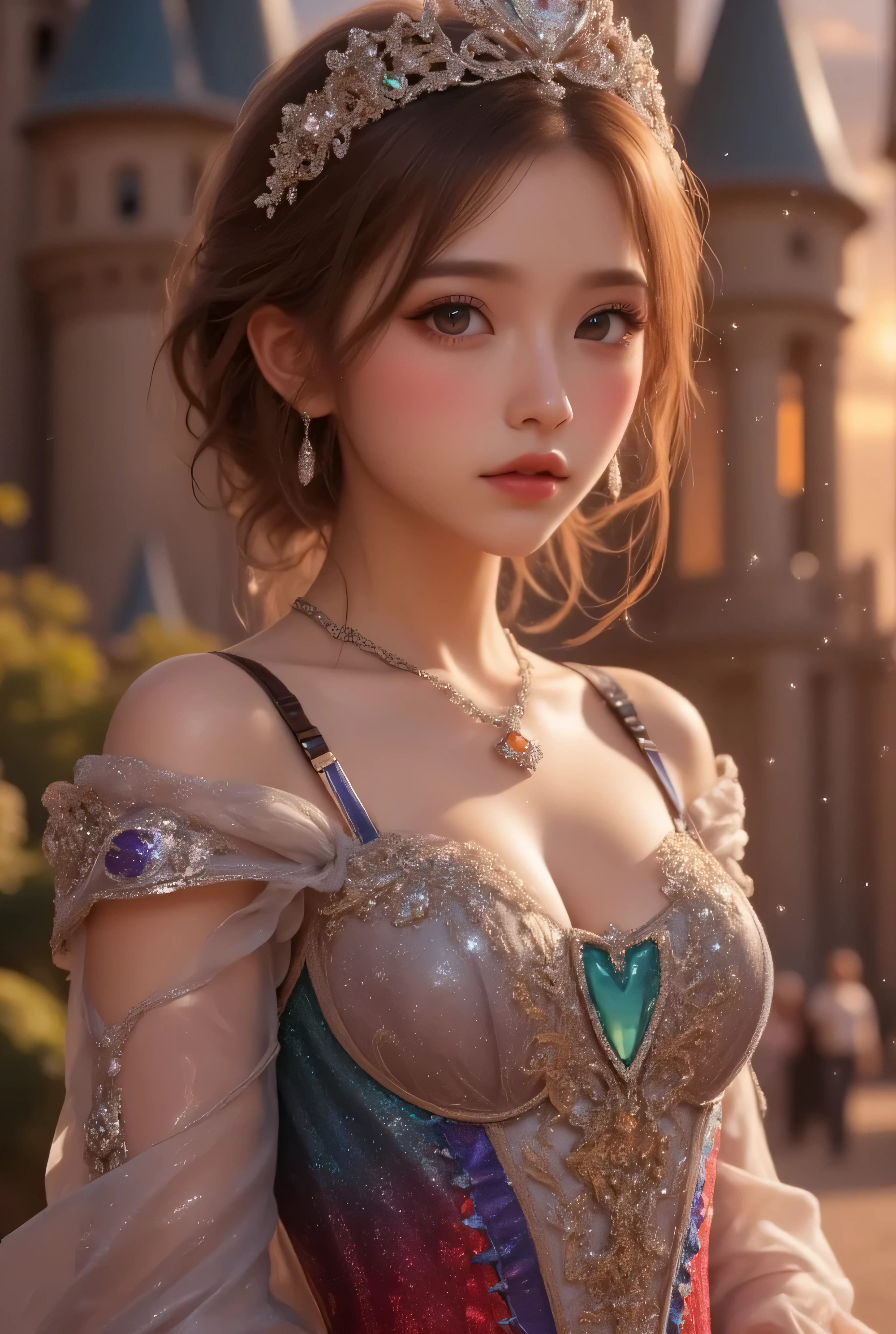 Many colors,Best Quality,8K,Actual Photos,Delicate skin details、Realistic photos,Intricate details,Raw Photogram,Smile,Extra Long Hair,Cropped shoulders,Delicate face,Cleavage exposed,the city that never sleeps、Watercolor Touch、a woman , luminous design, pastel colours, ink drips, spring lights,Artistic,azure, red、realisitic、long legged、full、Feminine、white shirt、a miniskirt、high-heels,extremely delicate face,Realistic lighting and shading, (an extremely delicate and beautiful art)1.3, Elegant,Dramatic shadows、ighly detailed。highquality、hight resolution、raw、超A high resolution、The ultra-detail art、(extremely delicate and beautiful)、ighly detailed、Real Shadows,from below、the city that never sleeps、Watercolor Touch、Bleeding、a woman , luminous design, pastel colors,(Brown eyes:1.2),Super detailed,Write in extreme detail,Glass Art,Brutalist influence,Using strobe lighting、Dramatic Shadows、Highlight、Create images with a sense of depth and dimension,(1 Girl:1.4),Geometric sharpening, aesthetics,Industrial Design、Dynamic Angle,terrible