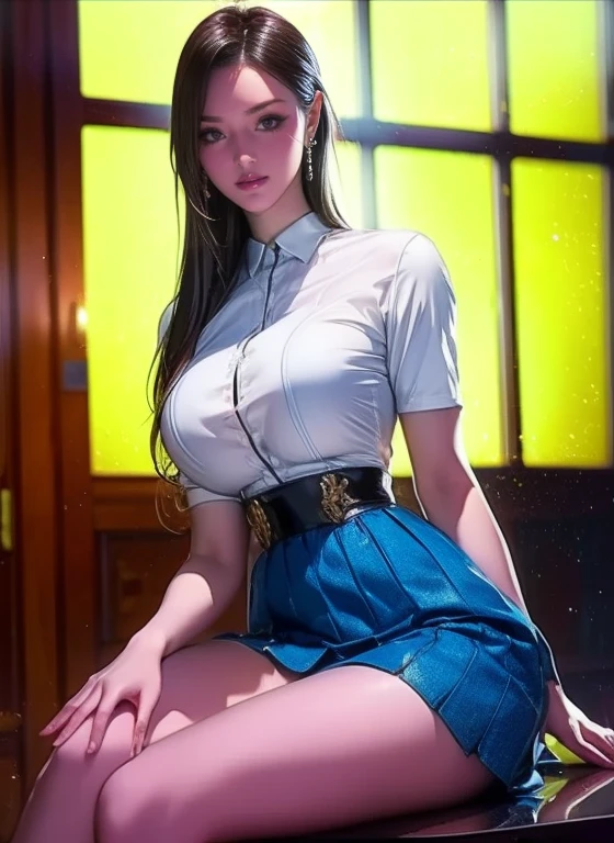 (from below),squatting,open legs,(breast squeeze),Cinematic scene,1girl,ultra detailed skin,curvy,,beautiful breasts,large breasts,pale skin,pointy breasts,erect nipples,(fantasy art,Highest image quality,Hyperrealist portrait,(8k),ultra-realistic,best quality, high quality, high definition, high quality texture,high detail,beautiful detailed,fine detailed,extremely detailed cg,detailed texture,a realistic representation of the face,masterpiece,Sense of presence,Dynamic,bold),(thin hair),(soft hair),(straight hair:1.5),Swept long bangs,extra light coppery amber hair,hair over one eye,clothed,school uniform