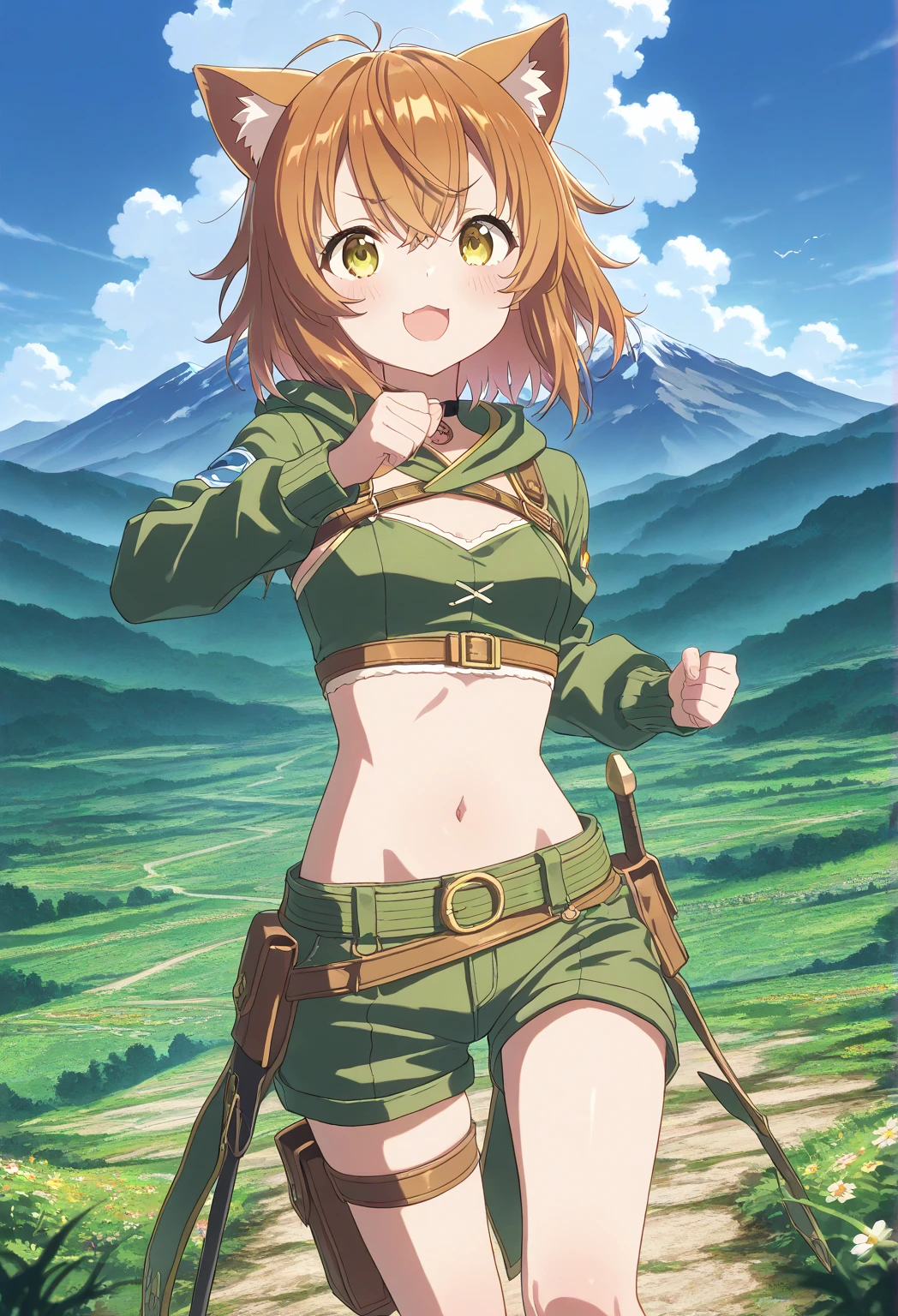 (miniature woman in mountains and hills in front of closeup breasts and face of a giantess: 1.5), closeup breasts and face, (from below view: 1.2), (perfect breasts) cleavage, (tan skin brown twintails with big bangs, big hair, brown eyes, fighter very cute girly clothing revealing breasts and thighs: 1.1), (medieval fantasy: 1.1), nipples, (fantasy outside: 1.1), (very low angle perspective: 1.2), (foot), barefoot, sitting, (tiny army from sky view: 1.1), (tiny army from sky view in front of closeup foot of a giantess: 1.1), (closeup long big foot: 1.4), (anorexic and skinny: 1.2), (stepping on, foot step : 1.1), (2girls: 1.6), (height difference: 1.7), (size difference: 1.6), navel, (thin waist: 1.2), (very cute young short adult girl: 1.2)