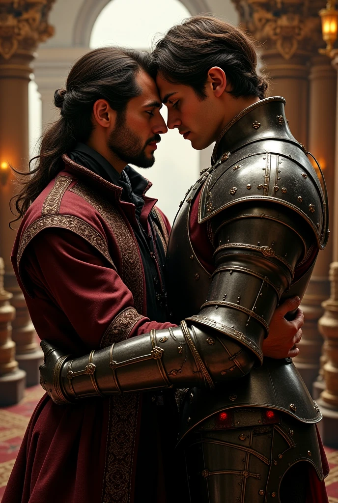 2 men kissing, tiefling, human, romantic