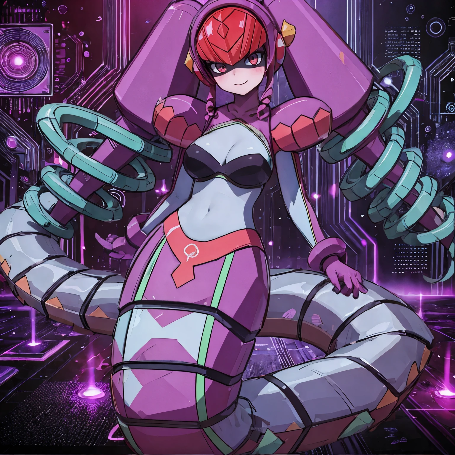 twintails,twin drills, rubber suit, helmet,Lamia
