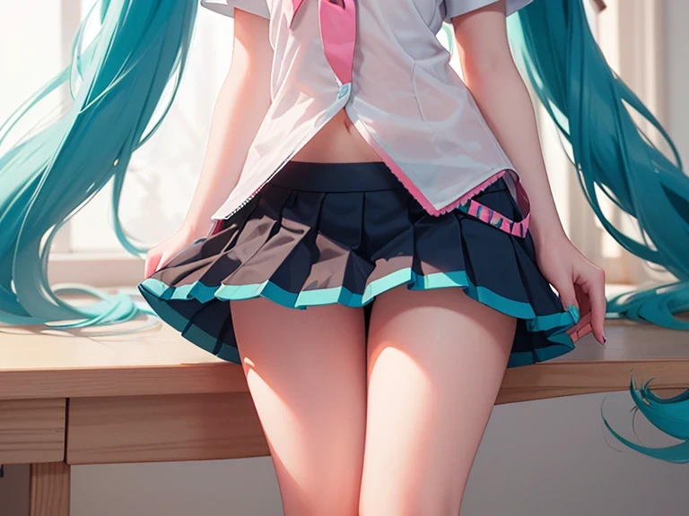 shy girl blue hair green eyes lift skirt to reveal erotic panties overwhelmed duck kneeling
