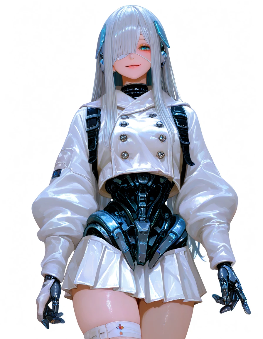 (8k, Realistic, RAW Photos, Highest quality: 1.3), (Fox Girl, Fox Ears, Fox Makeup, One Girl, Long Hair, Alone on the screen, dark skin, High definition, high resolution:1.6), とてもbeautiful, (Realistic Face), (boyish, Silver color very long hair), (maid apron, Black and white clothes, skirt, mecha musume, Machinery Parts,Robot Joints, Only the legs are mechanical suit:1.6), (Body measurements are 75-60-75!, Young girl body, Small breasts, skirt hold, slender, muscle:1.9), A brilliance that captivates the viewer, beautiful expression, beautiful breasts, (Realistic Skin), beautiful..., bent over