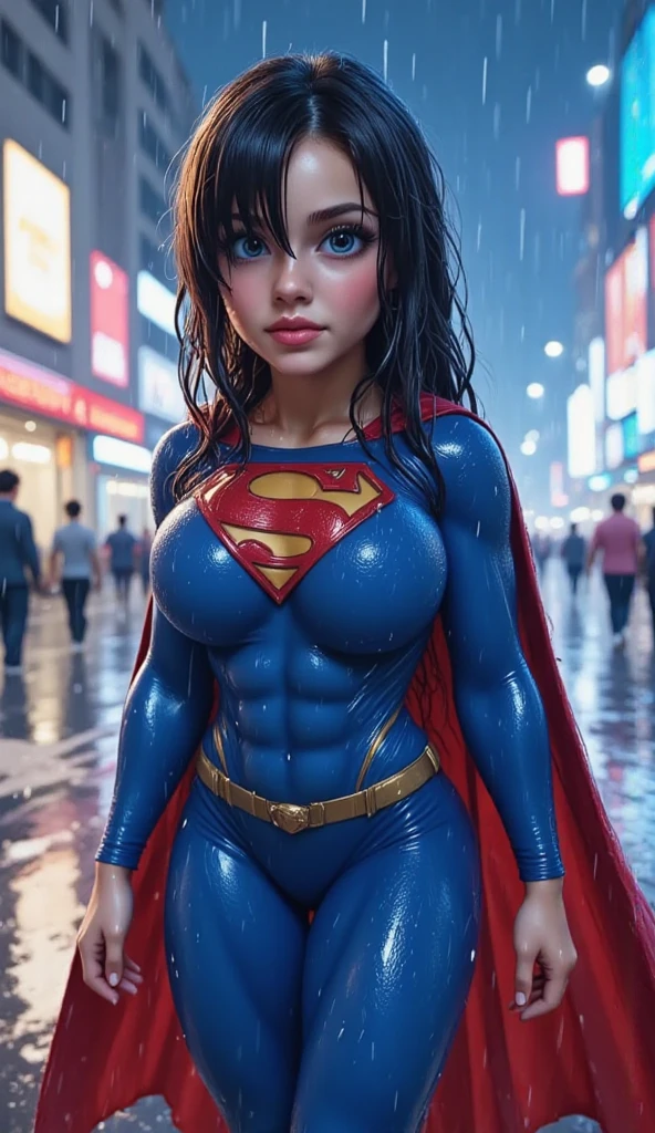 ​masterpiece、Short-haired Supergirl fell into the sewage、large full breasts、Looking at the camera、Glossy costume、Crotch、Mud stains、Covered in mud、wounded