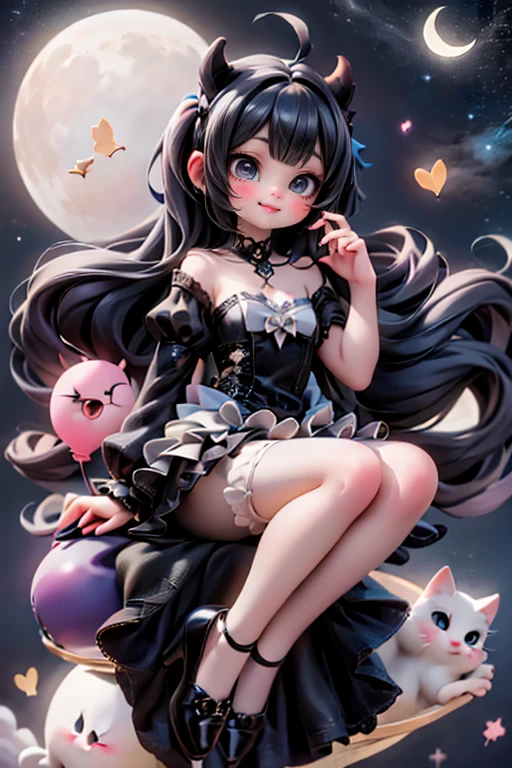 Anime goth Bunny Girl blue eyes fat big belly