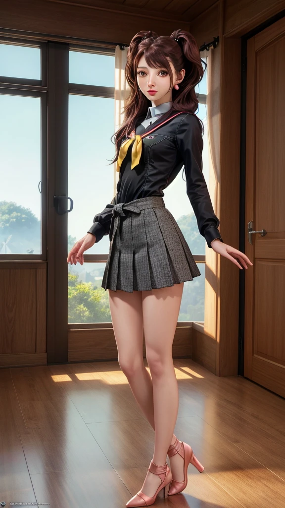 ((masterpiece, best_quality)), 1girl, (photorealistic:1.4),  solo, white_background, black_hair, long_hair,   zettai_ryouiki, skirt, ((full_body)),