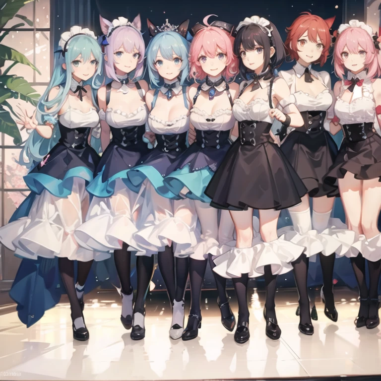 Harem is depicted、Multiple Girls、a beauty girl、top-quality、​masterpiece、超A high resolution、Pink hair、a blond、blue eyess、校服、blazers、