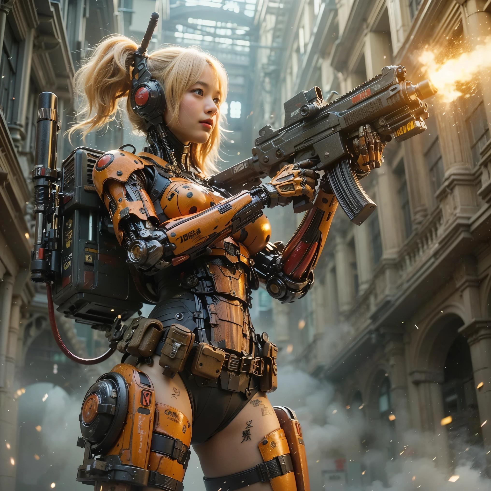 (Completely live action:1.37), (Amazingly realistic textures:1.37), (masterpiece, best quality:1.2), (8k uhd, 16k, 32k, ultra high res), amazingly realistic skin, amazingly realistic photo, superrealism, (photorealistic:1.37), (RAW photo), ultimately realistic, (ultimately realistic all details), (ultimately realistic all textures), super realistic lighting, super realistic shadow, (japanese girl:1.5), ((young face)), smiling, happy, super realistic face, ultimately realistic skin, ultimately realistic eyes, (amazing droopy eye makeup:1.35), ultimately realistic background, ultimately realistic detail up, kkw-ph1, ((design by KATOKI HAJIME, amazingly intricate details, Anatomically perfect hands, mechanical body, mechanical chest, mechanical legs, mechanical arms, machine armour))
