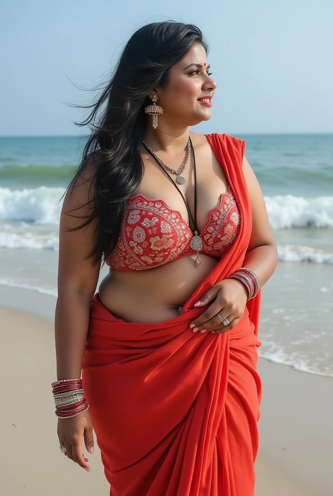 a young stunning gorgeous beautiful village woman in red bikini posing for a picture, indian goddess, traditional beauty, indian, beautiful goddess, ornate cosplay, indian style, indian super model, beautiful maiden, gorgeous woman, south east asian with long, provocative indian, gorgeous beautiful woman, intricate outfit, hindu aesthetic, beautiful asian girl, extremely detailed goddess shot, jaw-dropping beauty, big deep cleavage sexy navel, big deep cleavage, sexy indian women, massive in sexy bikni fusion full body, with earrings, with bangles, with necklace, with nose pin, attractive body, erotic, huge breasts, big belly, sexy attractive body, seductive body, glowing skin, detailed background, on sea beach, 16k, 8k