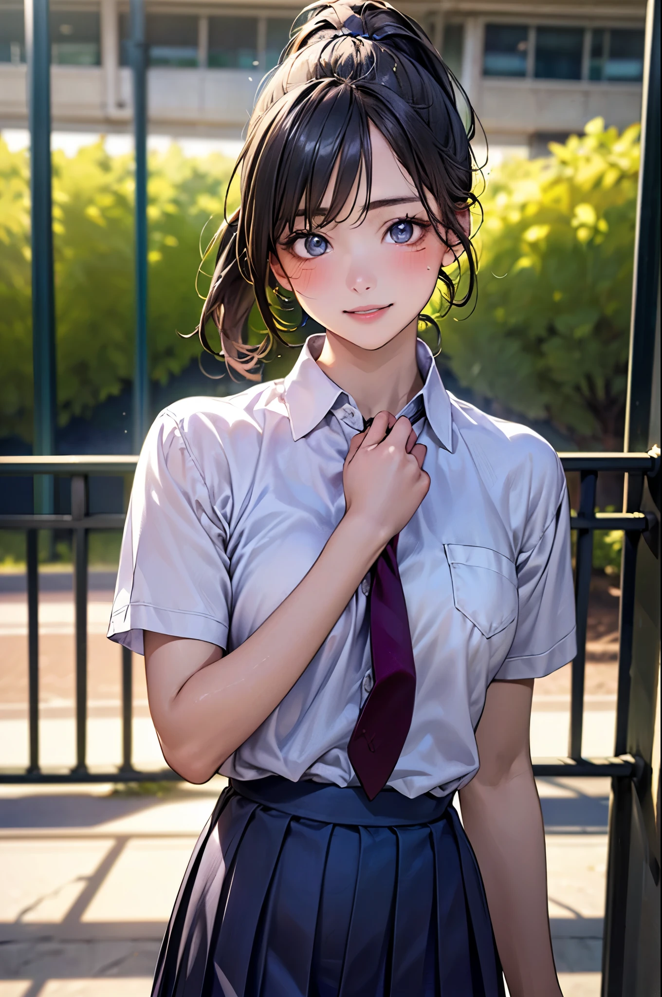 (masterpiece:1.2, top-quality), (realistic, photorealistic:1.4), beautiful illustration, (natural side lighting, movie lighting), nsfw,
looking at viewer, 1 girl, japanese, high school girl, ((girl with a sparrow on her hand)), perfect face, cute and symmetrical face, shiny skin,
(short hair:1.8, lob hair:1.3, light browm hair), bangs, blue eyes, slant eyes, big eyes, long eye lasher, (large breasts:0.8, thick thighs), slender,
beautiful detailed hair, beautiful detailed face, beautiful detailed eyes, beautiful clavicle, beautiful body, beautiful chest, beautiful thigh, beautiful legs, beautiful fingers,
(private school uniform:1.2, blue pleated skirt, light blue tie), socks,
(beautiful scenery), dawn, (grassy), squatting, hand on chin (lovely smile, open mouth),
