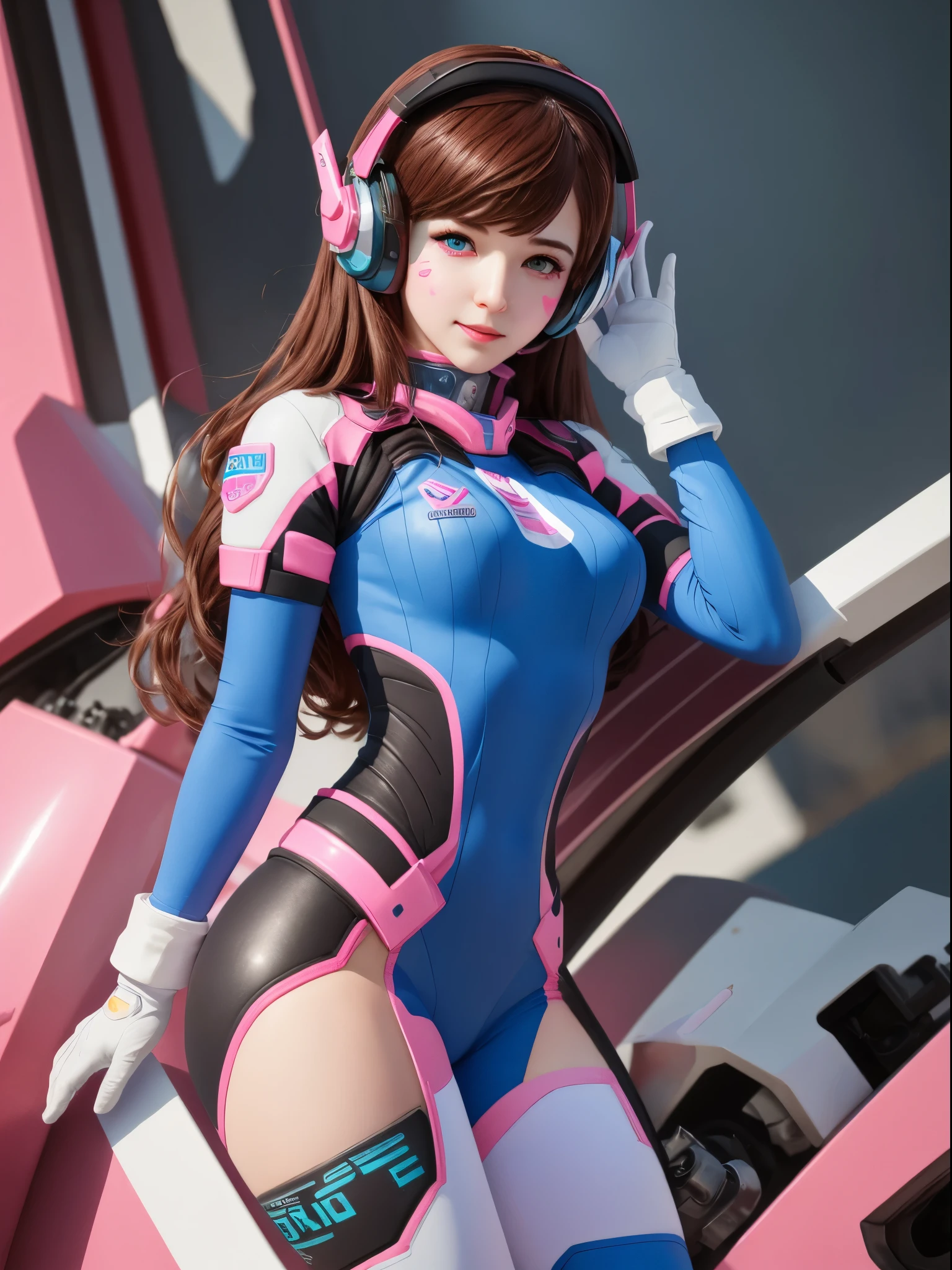 Masterpiece, Best Quality, High Resolution, 1Girl, Ultra High Resolution, D.VA, Headphones, Pink eyes, Brown Hair, White Gloves, Face Decoration, looking at viewer, Full Body Shot, Cute, Realistic, Cute Pose, Perfect Body, wet street, crowded street, slutty bodysuit, transparent bodysuit, nipples, pussy, , open legs, sexy pose, cameltoe, nsfw, slut, sex with viewer, riding viewers dick, porn, sex