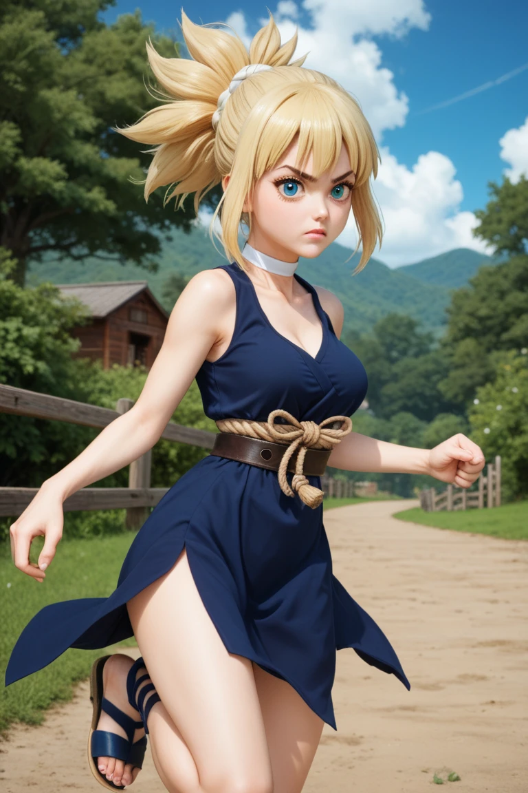 (1girl, solo, highly insanely detailed, masterpiece, top quality, best quality, highres, 4k, 8k, RAW photo),((innocent look)),((Childish)),From the front, symmetrical composition,smile,cute,Innocent,Kind eyes,Flat chest,Hairless vagina, Cameltoe,ff7r style,forest, (bubbles), (blonde hair, blue eyes, short twintails, pigtails)
(dress, sky-blue sleeveless dress, black belt, white thighhighs), FFIXBG