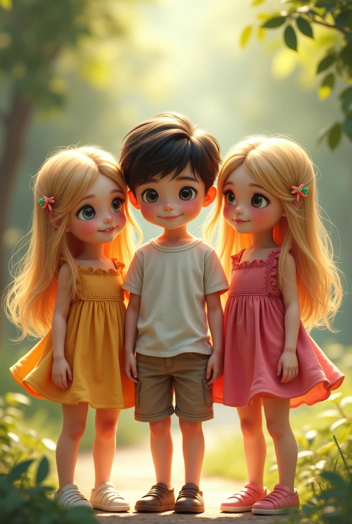 4 brothers and sisters including 2 girls and 2 realistic boys