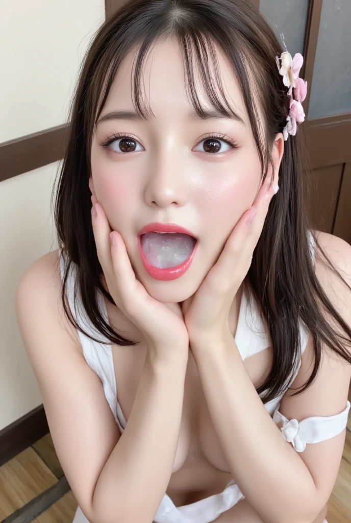 in woods、Junior high school student with too big、sixteen years old、blushed face:1.8)、(full of sweat:1.7)、Sagging milk、tender、perspiring、short-hair、Valley Club、masturbation in girls、Show panties、plumw、Opening legs、Kneeling, Ah face, Open your mouth wide, Stick out your tongue and receive, Put one hand to your mouth, Ecstasy, (White sperm on your face), Face up, Shoot from above, (White sperm dripping from the mouth), Tongue sticking out, (accumulation of white sperm on the tongue,,,,,,,), Ecstatic look, a large amount of white sperm in the mouth, holding a very thick brown sausage in your hands, Smoke very dark brown sausages, Very dark brown sausage on the cheeks, A large amount of white sperm from a very thick brown frankfurter tip, White sperm on the chest, Delicate fingertips, Complex fingertips, Suck the thick brown jaw to the back of your throat、White sperm leaks through the gap, Water discharge from the crotch, a large amount of sperm throughout the body,,,,,,
