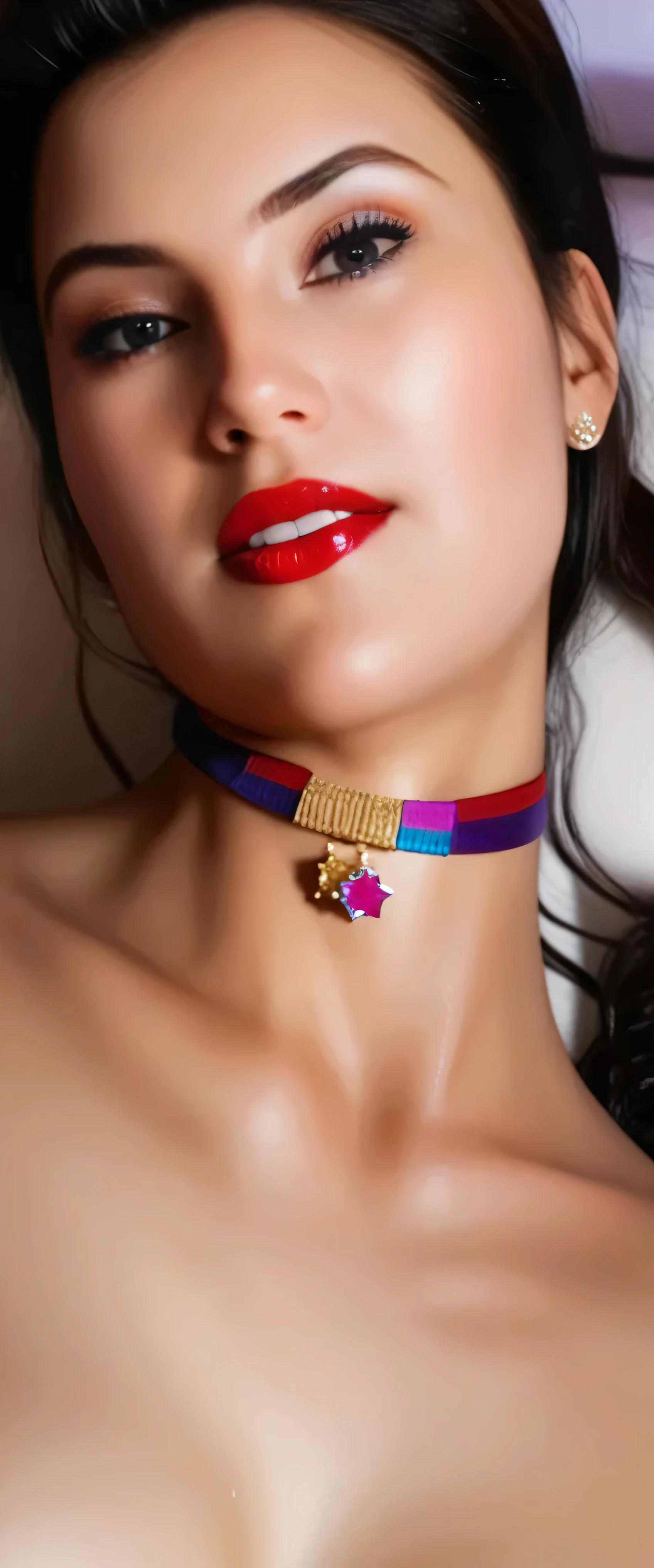 sfw:2,(masterpiece, best_quality:1.2), 1girl, solo, red lips, on bed,black_hair, detailed_face, full_body:2,anatomically_correct,intricate_details, photorealistic, cinematic_lighting, vibrant_colors, high_resolution