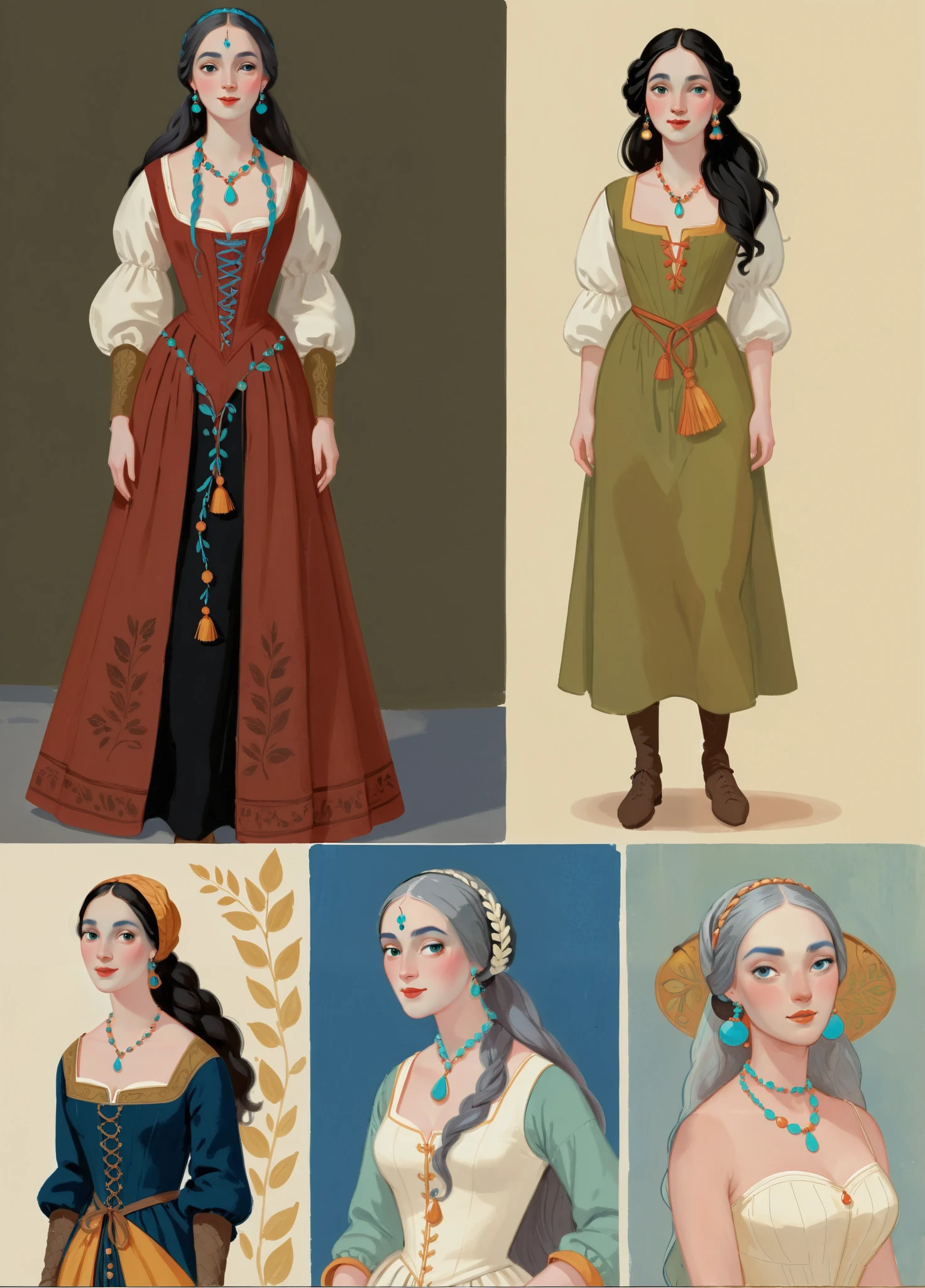 score_9, score_8_up, score_7_up, score_6_up, score_5_up, score_4_up, 1_woman, blue skin, long_hair, wearing a vibrant long peasant medieval dress, detailed clothing, sketches, detailed thick gouache painting, illustration, in gougoupaintleaves style:1.5, hyper_dynamic scene, pov from above, sattan style, XLCOMIC_POS