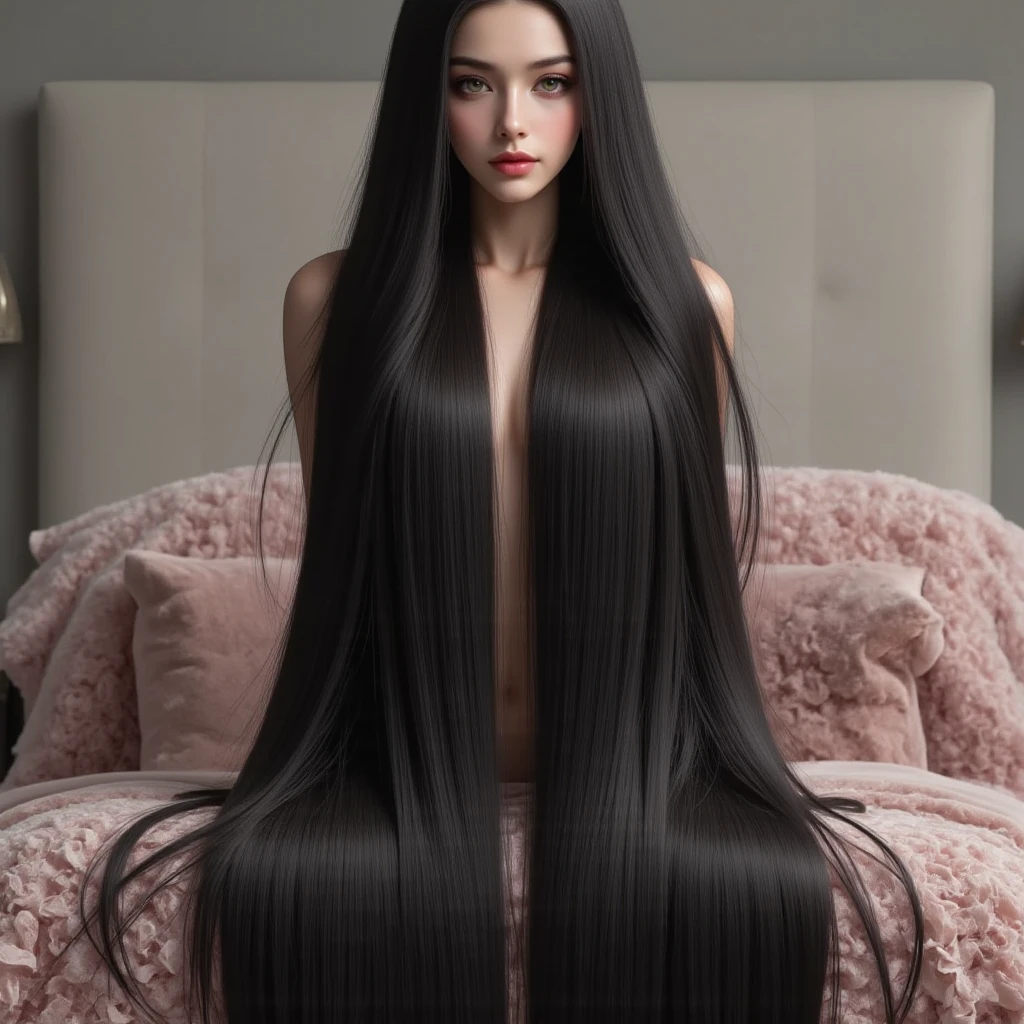 masterpiece, best quality, 1girl, solo, black hair, yellow eyes, absurdly long hair,(( length knee hair)),full body,hair till floor ,((silky hair)),detail hair,detail face, (gigantic breast:1.2)