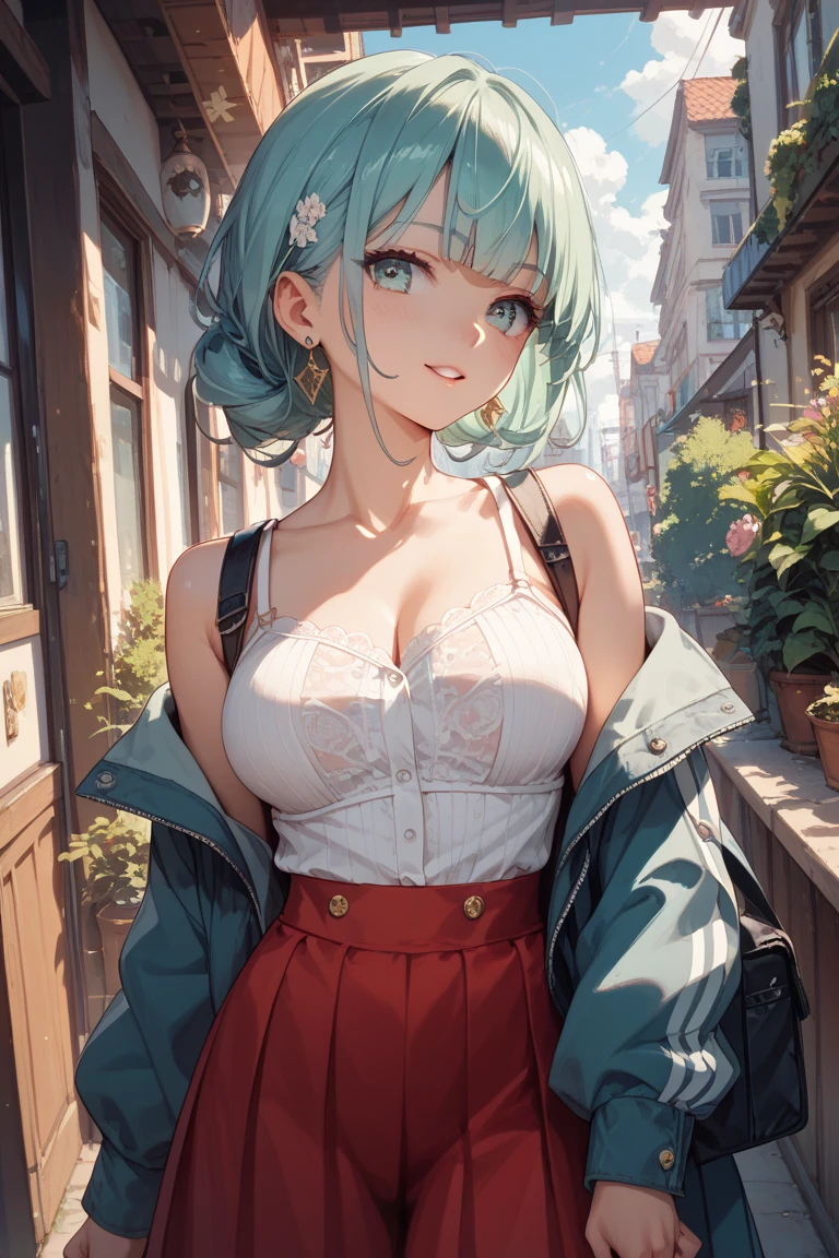 1GIRL cyan eyes glowing eyes big chest wight hair short hair Freckle cheeks Big Transparent wight shirt without bra pink nippls